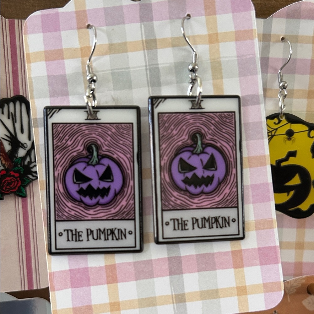 Purple Pumpkin Halloween Earrings